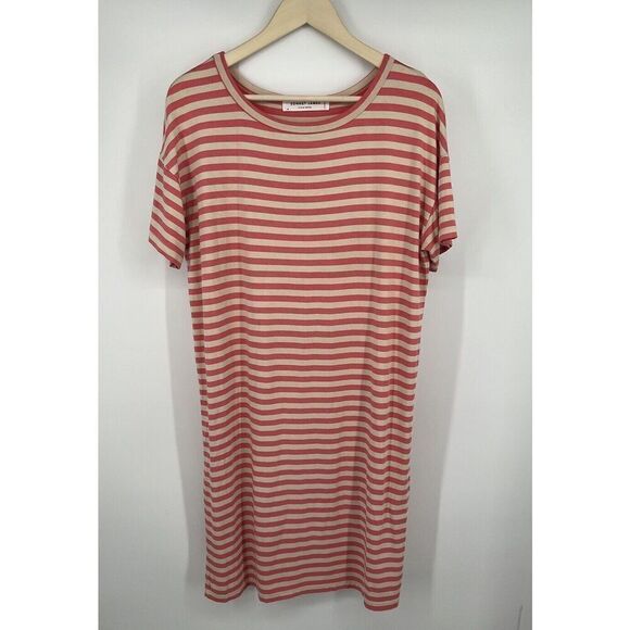 Sonnet James Play Dress Pink Striped Short Sleeve Stretch Size Medium - Picture 1 of 4